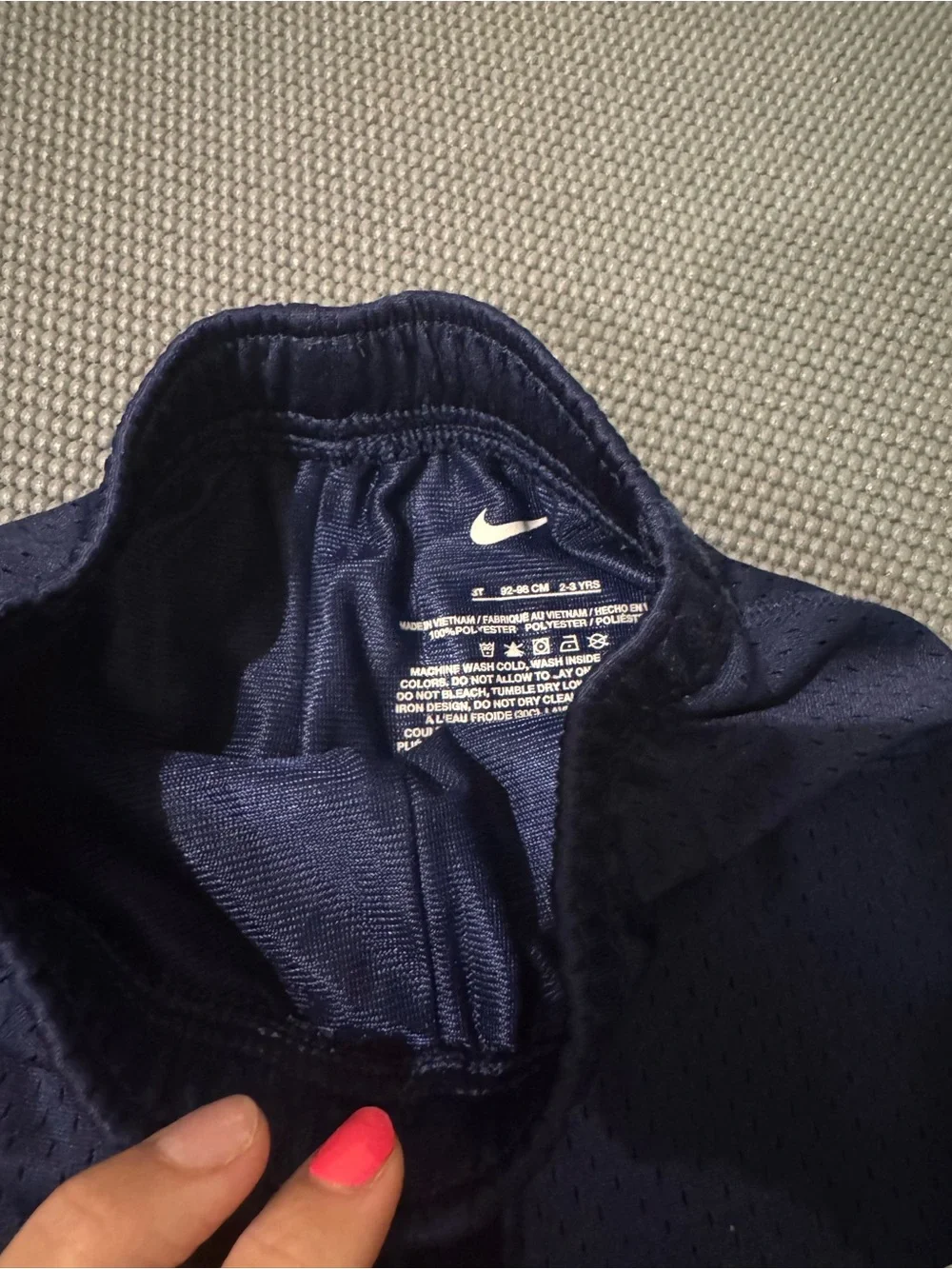 Nike Kids Navy Mesh Shorts with White Swoosh